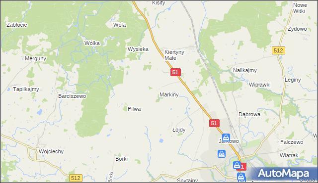 mapa Markiny, Markiny na mapie Targeo