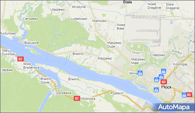 mapa Maszewo gmina Stara Biała, Maszewo gmina Stara Biała na mapie Targeo