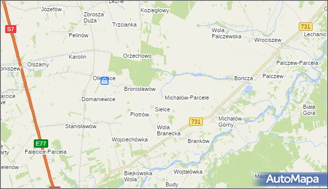 mapa Michałów-Parcele, Michałów-Parcele na mapie Targeo