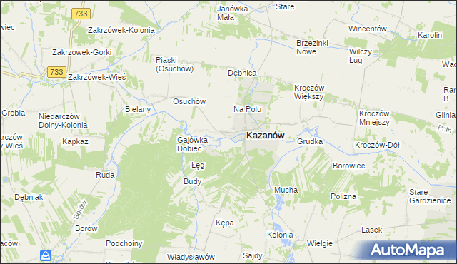 mapa Miechów gmina Kazanów, Miechów gmina Kazanów na mapie Targeo