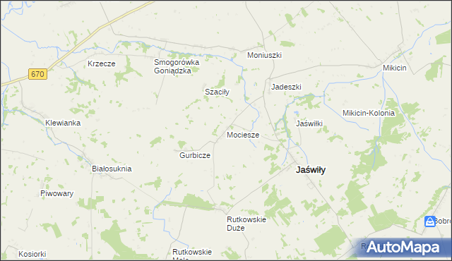 mapa Mociesze, Mociesze na mapie Targeo