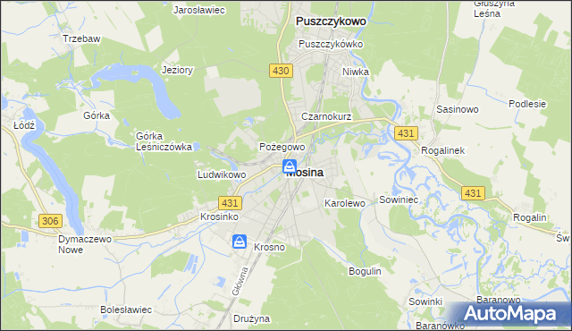 mapa Mosina powiat poznański, Mosina powiat poznański na mapie Targeo
