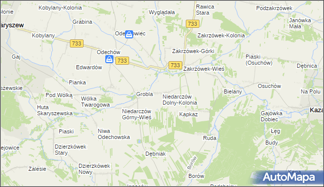 mapa Niedarczów Dolny-Kolonia, Niedarczów Dolny-Kolonia na mapie Targeo