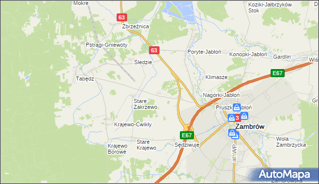 mapa Nowe Zakrzewo, Nowe Zakrzewo na mapie Targeo