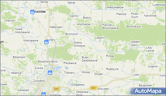mapa Olszowiec gmina Brochów, Olszowiec gmina Brochów na mapie Targeo