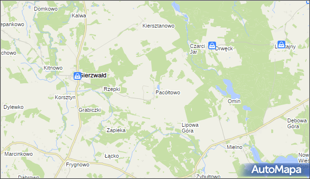 mapa Pacółtowo gmina Grunwald, Pacółtowo gmina Grunwald na mapie Targeo
