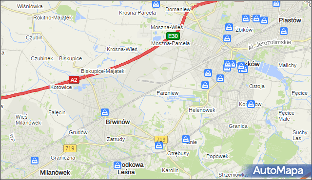 mapa Parzniew, Parzniew na mapie Targeo