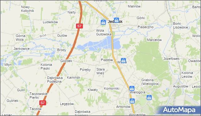 mapa Piastów gmina Jedlińsk, Piastów gmina Jedlińsk na mapie Targeo