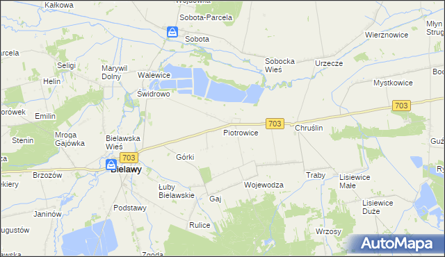 mapa Piotrowice gmina Bielawy, Piotrowice gmina Bielawy na mapie Targeo