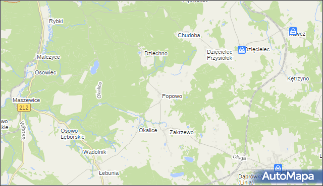 mapa Popowo gmina Cewice, Popowo gmina Cewice na mapie Targeo