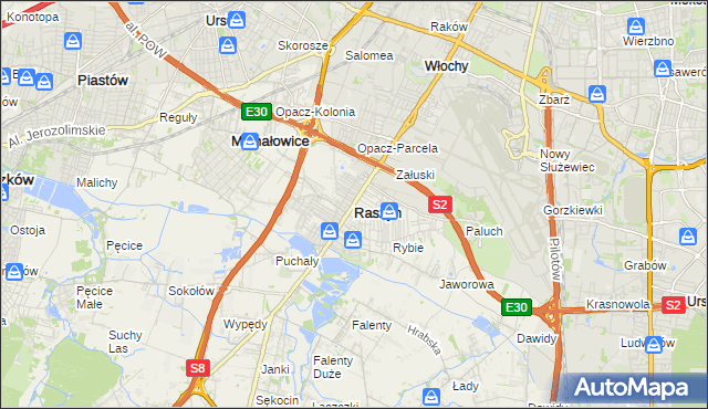 mapa Raszyn powiat pruszkowski, Raszyn powiat pruszkowski na mapie Targeo