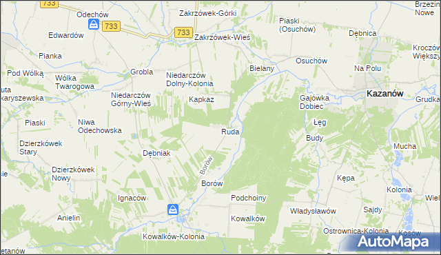 mapa Ruda gmina Kazanów, Ruda gmina Kazanów na mapie Targeo