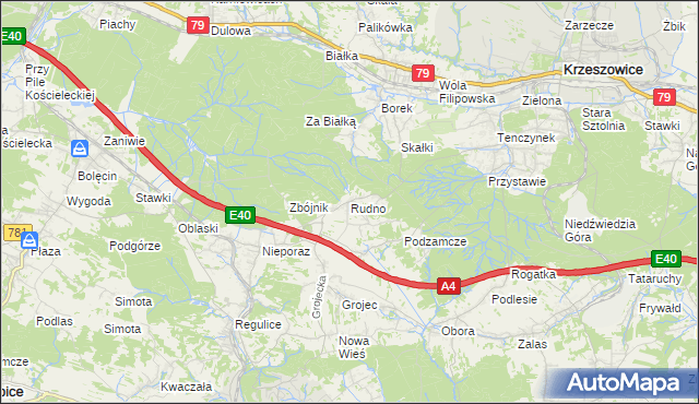 mapa Rudno gmina Krzeszowice, Rudno gmina Krzeszowice na mapie Targeo