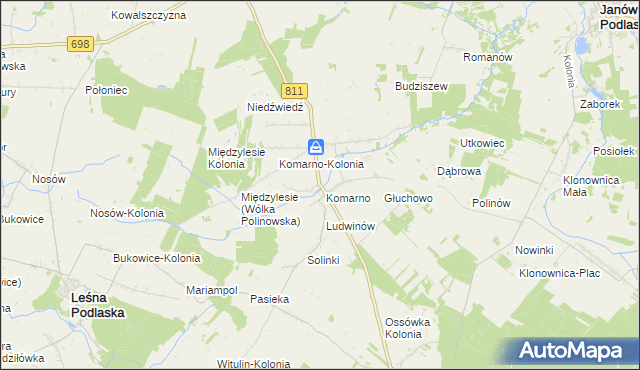 mapa Siekierka gmina Konstantynów, Siekierka gmina Konstantynów na mapie Targeo