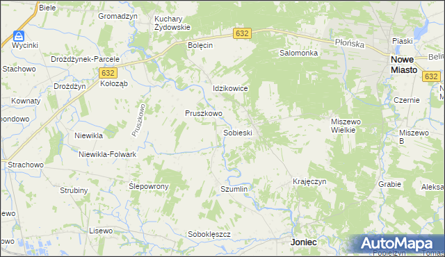 mapa Sobieski gmina Joniec, Sobieski gmina Joniec na mapie Targeo