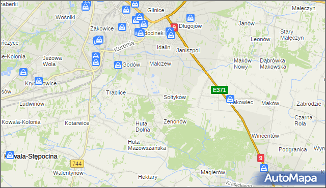 mapa Sołtyków gmina Skaryszew, Sołtyków gmina Skaryszew na mapie Targeo