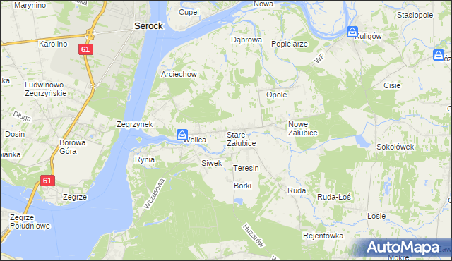 mapa Stare Załubice, Stare Załubice na mapie Targeo