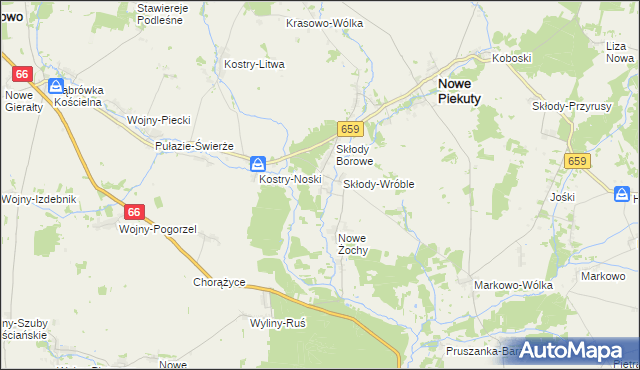 mapa Stare Żochy, Stare Żochy na mapie Targeo