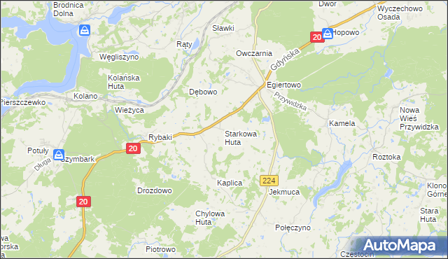 mapa Starkowa Huta, Starkowa Huta na mapie Targeo