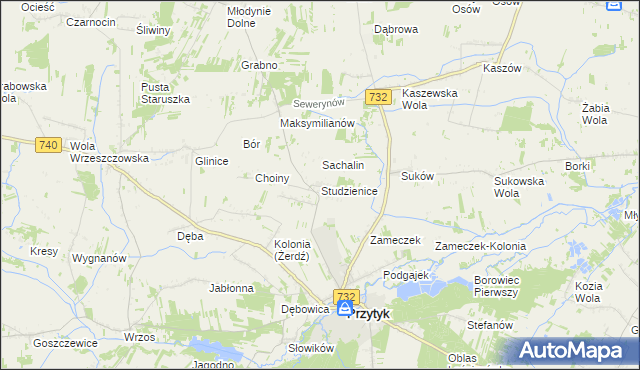 mapa Studzienice gmina Przytyk, Studzienice gmina Przytyk na mapie Targeo