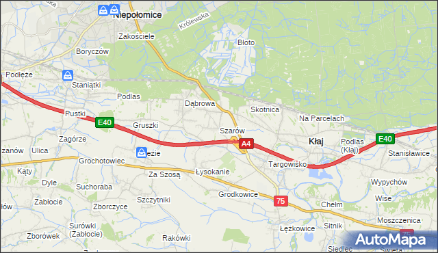 mapa Szarów gmina Kłaj, Szarów gmina Kłaj na mapie Targeo