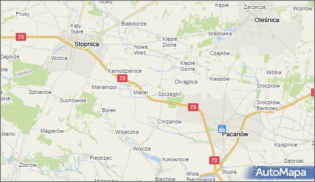 mapa Szczeglin gmina Stopnica, Szczeglin gmina Stopnica na mapie Targeo