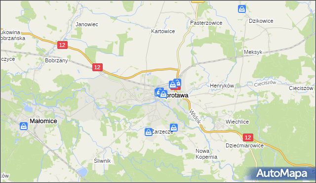 mapa Szprotawa, Szprotawa na mapie Targeo