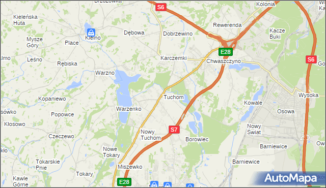 mapa Tuchom, Tuchom na mapie Targeo