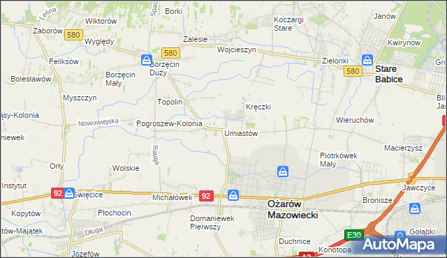mapa Umiastów, Umiastów na mapie Targeo