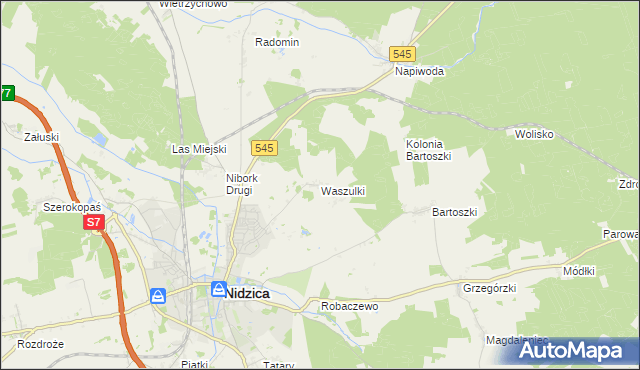 mapa Waszulki, Waszulki na mapie Targeo