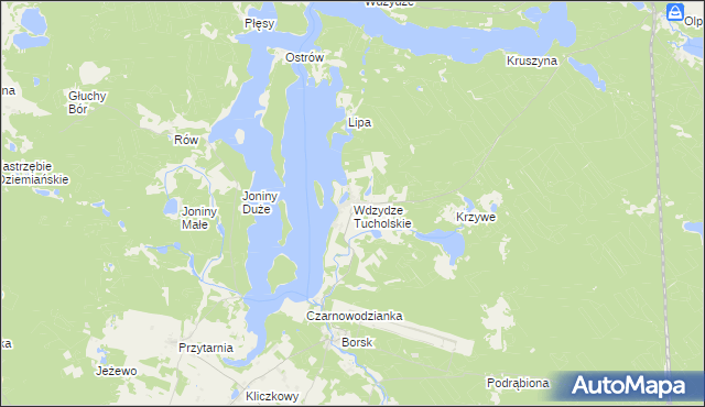 mapa Wdzydze Tucholskie, Wdzydze Tucholskie na mapie Targeo