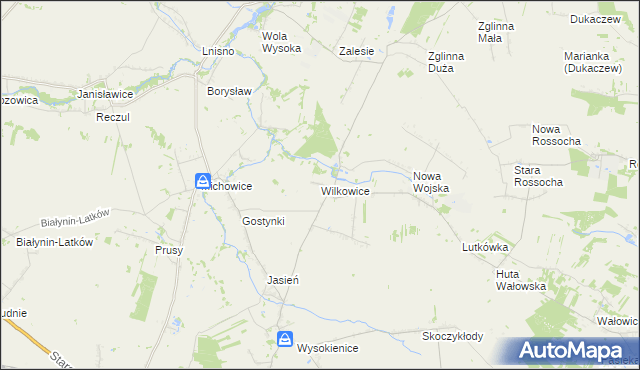 mapa Wilkowice gmina Rawa Mazowiecka, Wilkowice gmina Rawa Mazowiecka na mapie Targeo