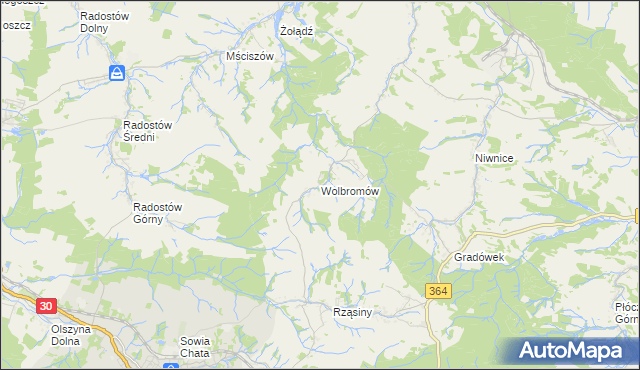 mapa Wolbromów, Wolbromów na mapie Targeo