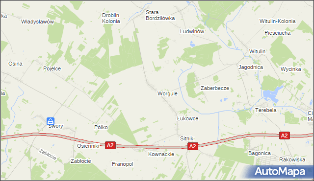 mapa Worgule, Worgule na mapie Targeo