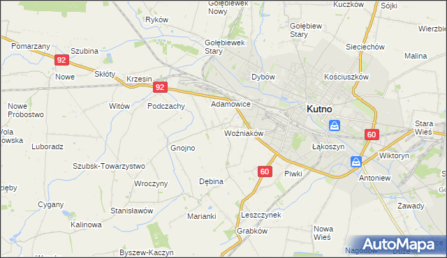 mapa Woźniaków, Woźniaków na mapie Targeo