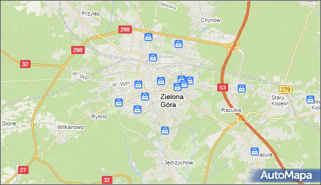 mapa Zielona Góra, Zielona Góra na mapie Targeo