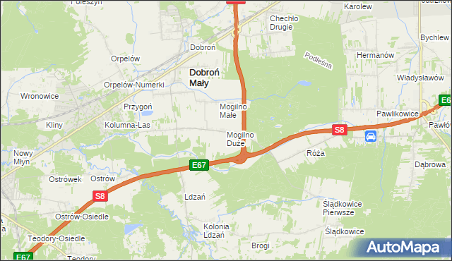 mapa Mogilno Duże, Mogilno Duże na mapie Targeo