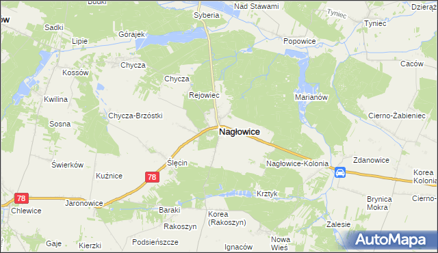 mapa Nagłowice, Nagłowice na mapie Targeo