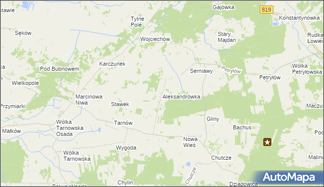 mapa Aleksandrówka gmina Sawin, Aleksandrówka gmina Sawin na mapie Targeo