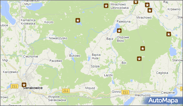 mapa Bącka Huta, Bącka Huta na mapie Targeo