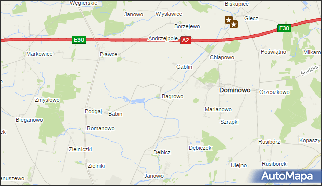 mapa Bagrowo, Bagrowo na mapie Targeo