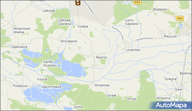 mapa Bartniki gmina Milicz, Bartniki gmina Milicz na mapie Targeo