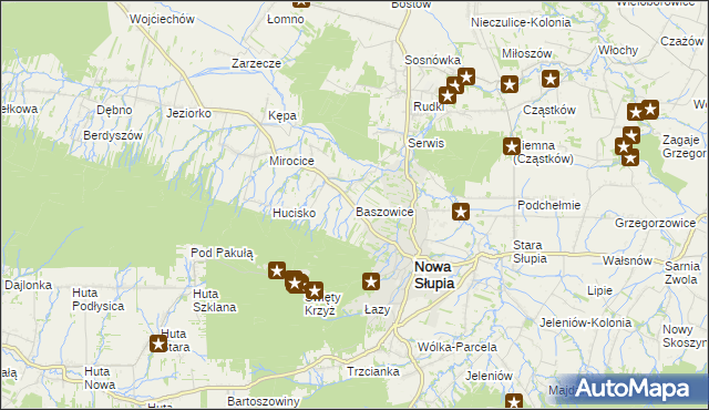 mapa Baszowice, Baszowice na mapie Targeo