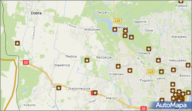 mapa Bezrzecze, Bezrzecze na mapie Targeo