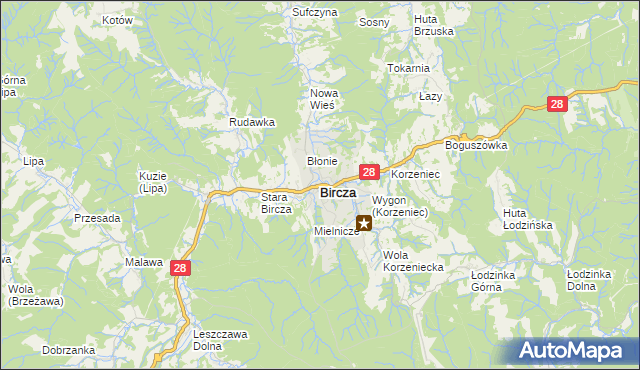 mapa Bircza, Bircza na mapie Targeo