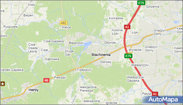 mapa Blachownia, Blachownia na mapie Targeo