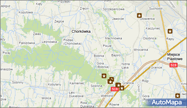 mapa Bóbrka gmina Chorkówka, Bóbrka gmina Chorkówka na mapie Targeo