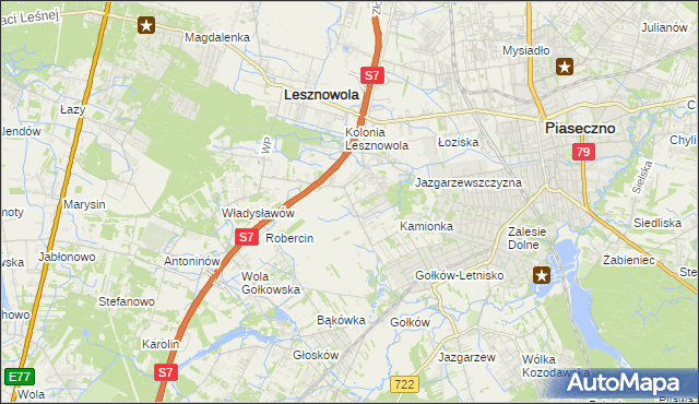mapa Bobrowiec gmina Piaseczno, Bobrowiec gmina Piaseczno na mapie Targeo