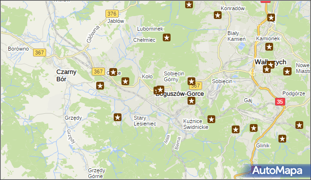 mapa Boguszów-Gorce, Boguszów-Gorce na mapie Targeo