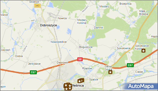 mapa Boguszyce gmina Oleśnica, Boguszyce gmina Oleśnica na mapie Targeo